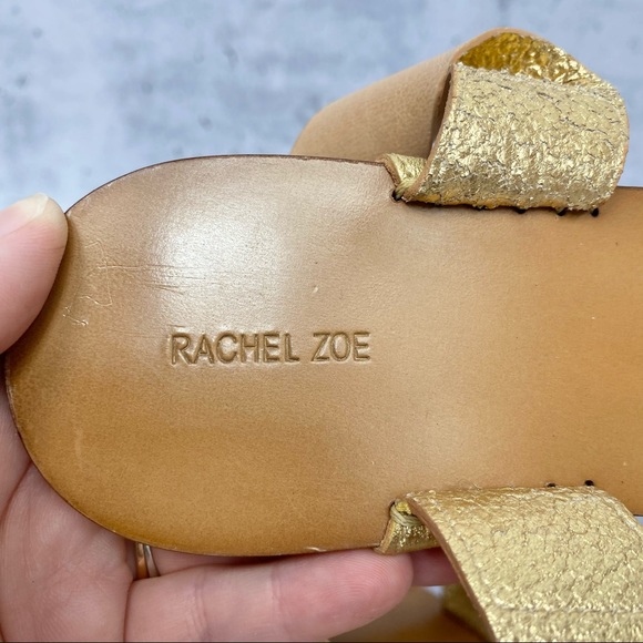 Rachel Zoe tan & gold leather strappy sandal 6.5 - Picture 11 of 12